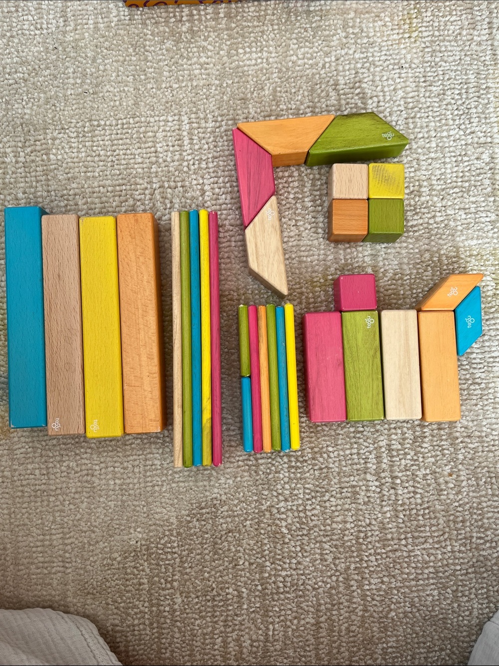 Colorful Wooden Building Block Set for Kids - Multicolor
